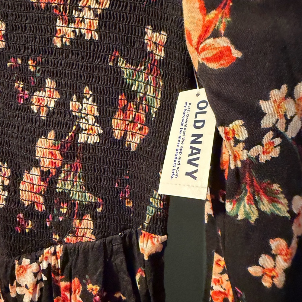 Old Navy Black Floral Midi Dress